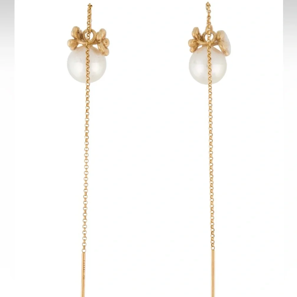 Tasaki 18K Pearl Drop Earrings in original box NEW